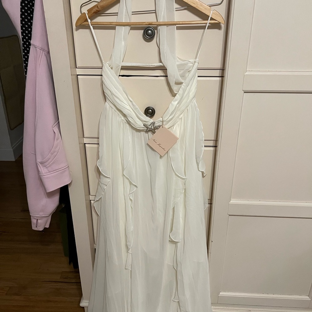 Elegant White Halter Dress